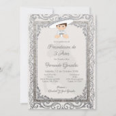 Argent Charro Mexicain Tres Anos Boy Invitation (Devant)