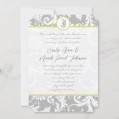 Argent Cloud gris Damask Jaune Faire-part de maria (Devant)