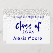 Argent Confetti, Faire-part d'études supérieures e (Devant / Derrière)