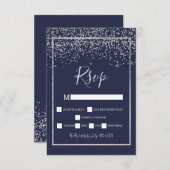Argent confetti marine bleu typographie rsvp (Devant / Derrière)