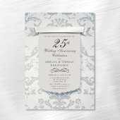 Argent Damask 25e anniversaire Mariage Invitation