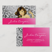 Argent de rose de léopard de femme de carte de (Devant / Derrière)