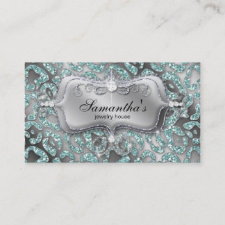 Argent de Teal de zèbre de carte de visite de