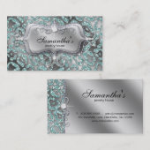 Argent de Teal de zèbre de carte de visite de (Devant / Derrière)