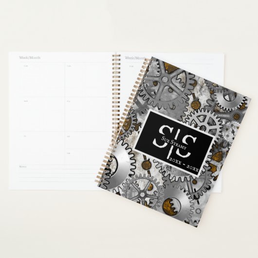 Argent d'engrenage Steampunk Grunge Brown Burout (Devant avec enveloppe)