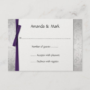 Argent déprimé Damask Violet Ribbon Bow RSVP
