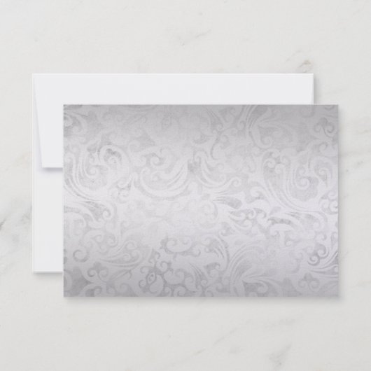 Argent déprimé Damask Violet Ribbon Bow RSVP (Dos)