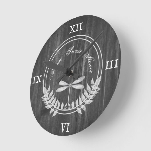 Argent Dragonfly Rustique Acrylique Horloge murale (Angle)