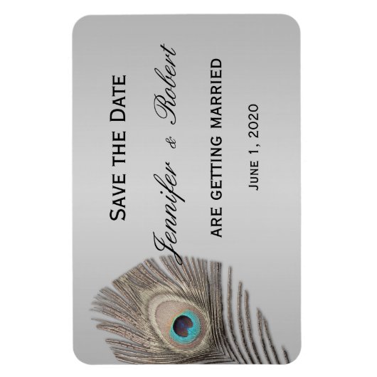 Argent Elegance Peacock Mariage Magnet (Vertical)
