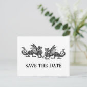 Argent Elegant Dragons Enregistrer la date carte p (Debout devant)
