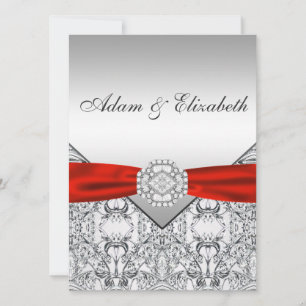 Argent élégant et invitations rouges de mariage