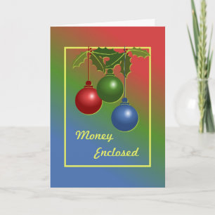 Argent Enfermé Ornement et Carte de Noël Holly