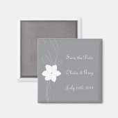 Argent et blanc enregistrer la date mariage aimant (Recto/Verso)