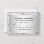 Argent et diamant rose Damas Quinceanera RSVP (Dos)