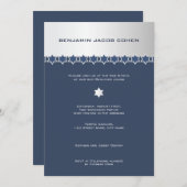 Argent et marine - invitation de Mitzvah de barre (Devant / Derrière)