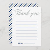 Argent et marine | Modern Boy Party Merci Note (Devant / Derrière)