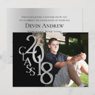 Argent et noir 2018 Photo Graduation Invitation