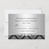 Argent et noir Damask RSVP (Devant)