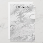 Argent et papeterie marbrée par blanc (Devant / Derrière)