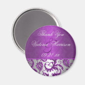 Argent et pourpre Damask II mariage Faveur aimant (Recto/Verso)