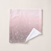 Argent et rose blush pailleté scintillant glamour  (Gant de toilette)