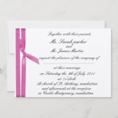 Argent et ruban rose invitation métallique (Devant)