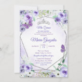 Argent et violet Mis Quince Invitation d'anniversa (Devant)