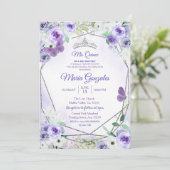 Argent et violet Mis Quince Invitation d'anniversa (Debout devant)