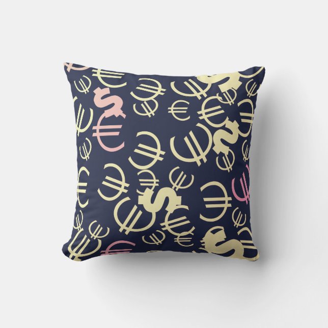Argent Euro Dollar Motif Jeu oreiller coussin (Recto)
