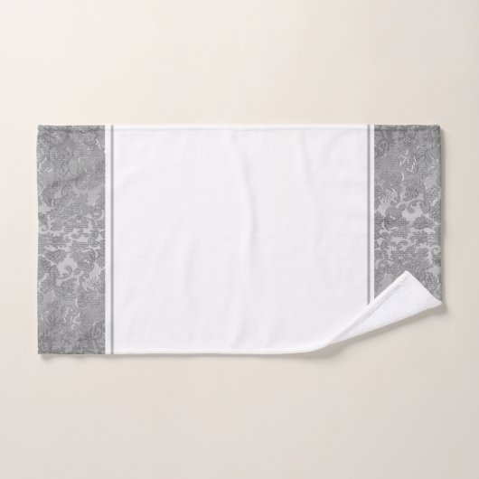 Argent Floral Damask (Serviette à main)