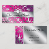 Argent floral pp de damassé de carte de visite de (Devant / Derrière)