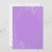 Argent Floral Purple Vintage Mariage Invitation (Dos)