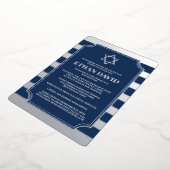 Argent Foil Barre tripée Mitzvah Invitation avec S (Rotation)