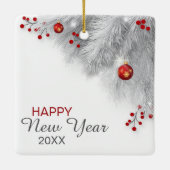 Argent gelé Bouton Rouge Décorations Noël (Dos)