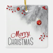 Argent gelé Bouton Rouge Décorations Noël (Devant)