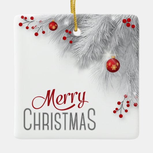 Argent gelé Bouton Rouge Décorations Noël (Devant)