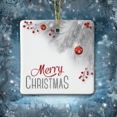 Argent gelé Bouton Rouge Décorations Noël