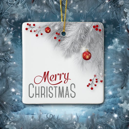 Argent gelé Bouton Rouge Décorations Noël