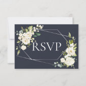 Argent Géométrique Bleu Blanc Floral RSVP (Devant)