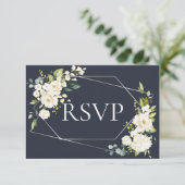 Argent Géométrique Bleu Blanc Floral RSVP (Debout devant)