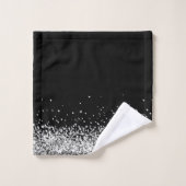 Argent Glittery Edging sur rose et noir (Gant de toilette)