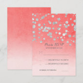 argent glitz rose corail mariage cartes RSVP (Devant / Derrière)
