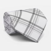 Argent gris blanc chèque Imprimer Cravate des homm (Roulé)