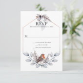 Argent Gris Rustique Botaniques Oiseaux RSVP (Debout devant)