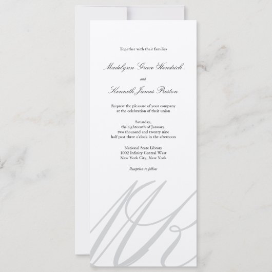 Argent Infinity Hand Clasp Mariage Invitation 2 (Dos)