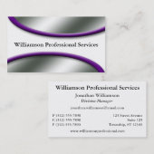 Argent lisse avec les cartes de visite pourpres (Devant / Derrière)