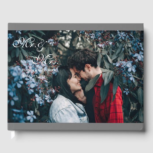 Argent M. Mme Mariage photo Livre d'invité (Recto)