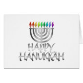Argent Menorah arc-en-ciel Flames Happy Hanoukka (Devant horizontal)