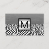 Argent Métallisé | Carte de visite de monogramme (Devant)