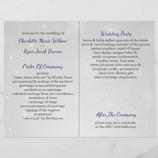 argent neiges de la marine programme de mariage d' (Dos)